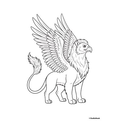 Printable griffin coloring page for kids - A4 format