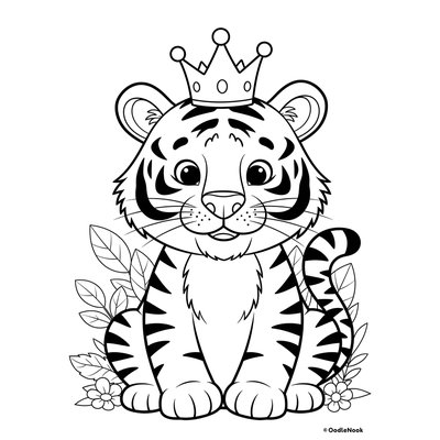 Baby Tiger with Crown coloring page