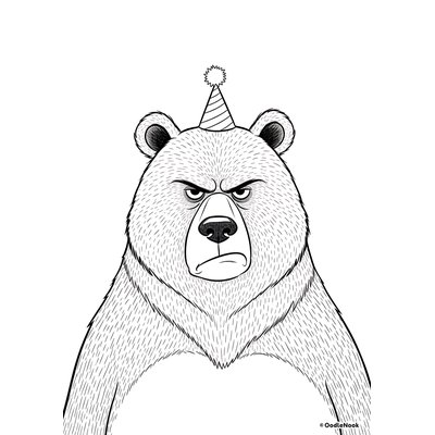 Bear with Party Hat coloring page