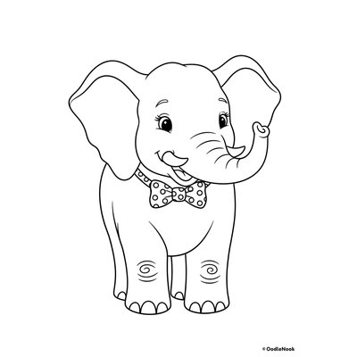 Elephant with Bowtie coloring page