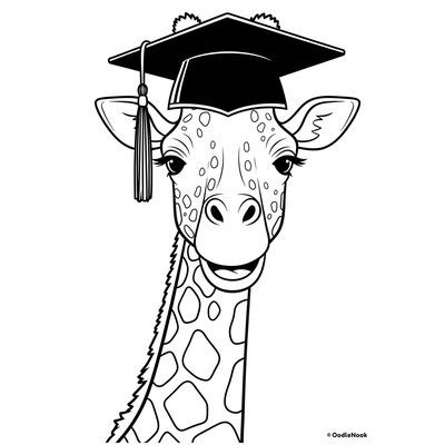 Giraffe with Graduation Hat coloring page