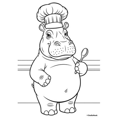 Hippo Chef coloring page