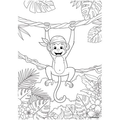 Monkey with Bandana coloring page