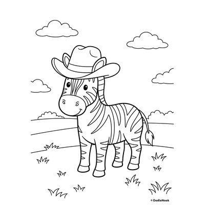 Zebra with Cowboy Hat coloring page