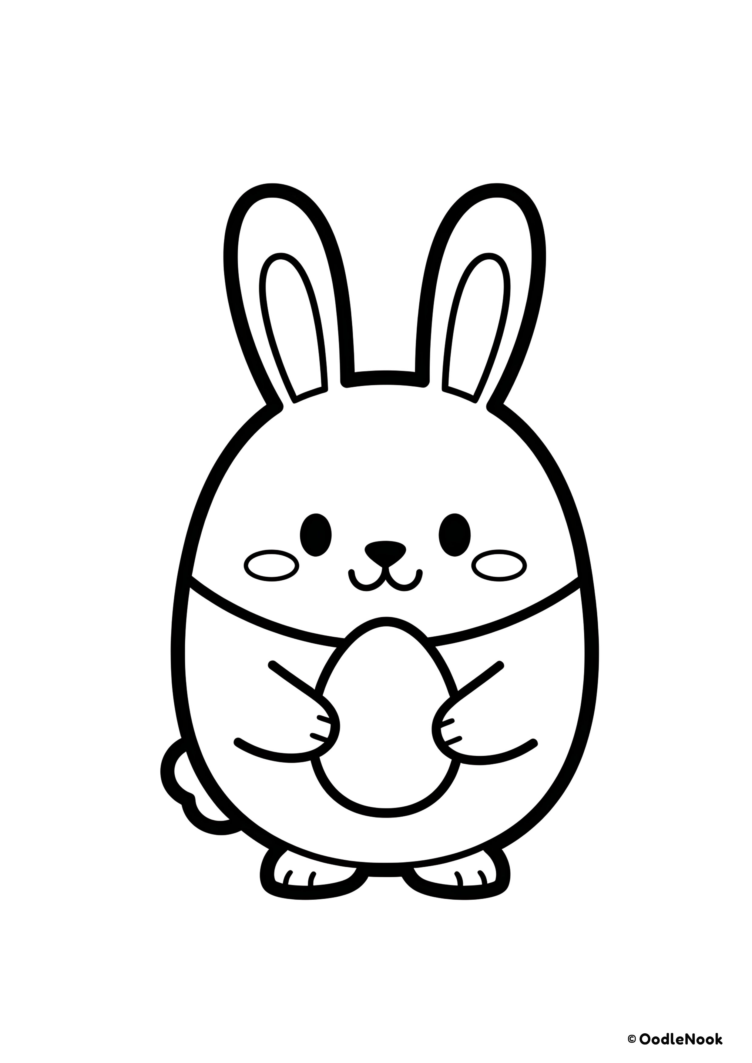 Coloring page of round bunny for toddlers - free printable A4 format